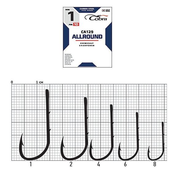 Крючки Cobra ALLROUND CA129  №4, 10 шт.