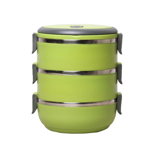 Ланч бокс тройной 2100 мл. круглый Kamille KM-2107 (пластик, нержавеющая сталь)