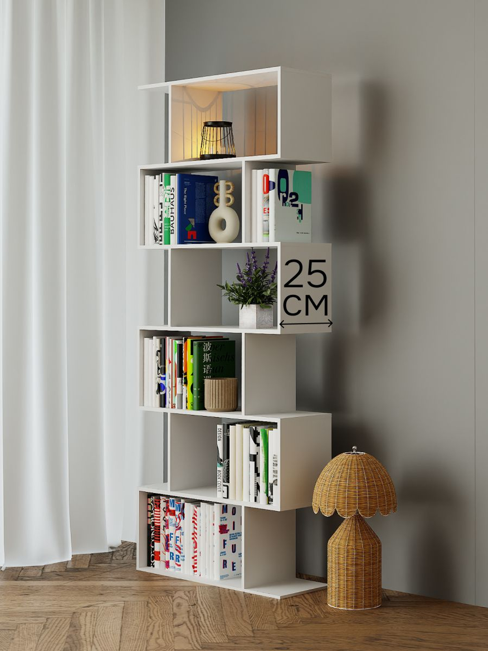 Стеллаж, 72х24х174, Марм, напольный, для игрушек и книг, белый, Dipriz