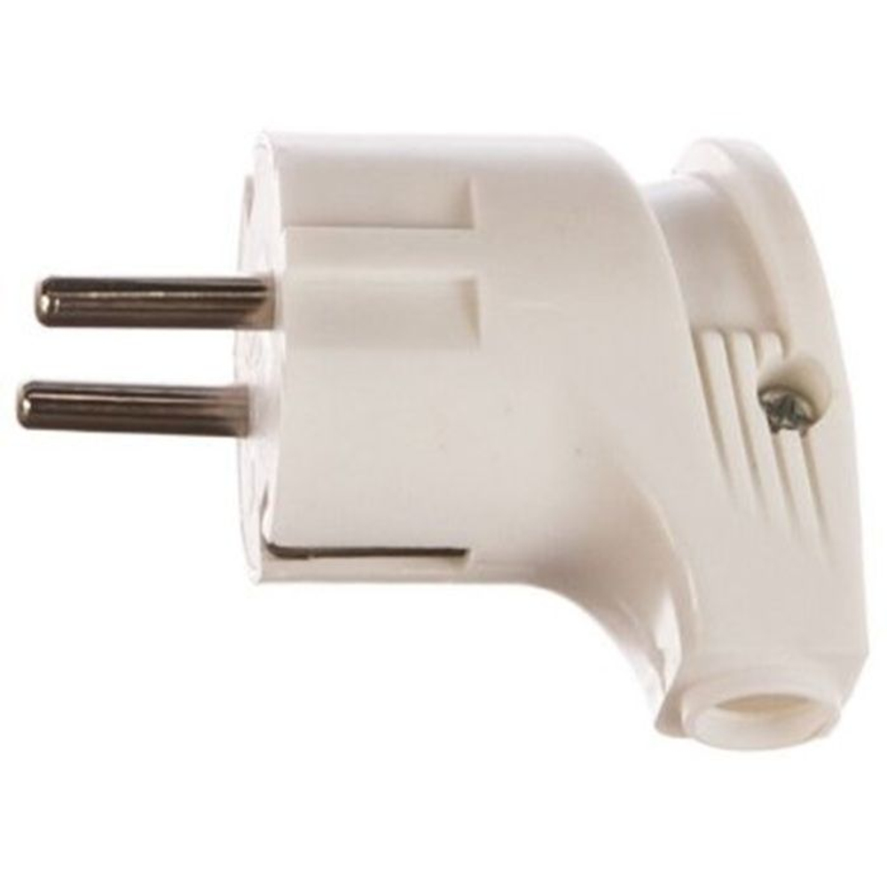 Ecola вилка угловая земля 16А 250В белая AEPL2WEA