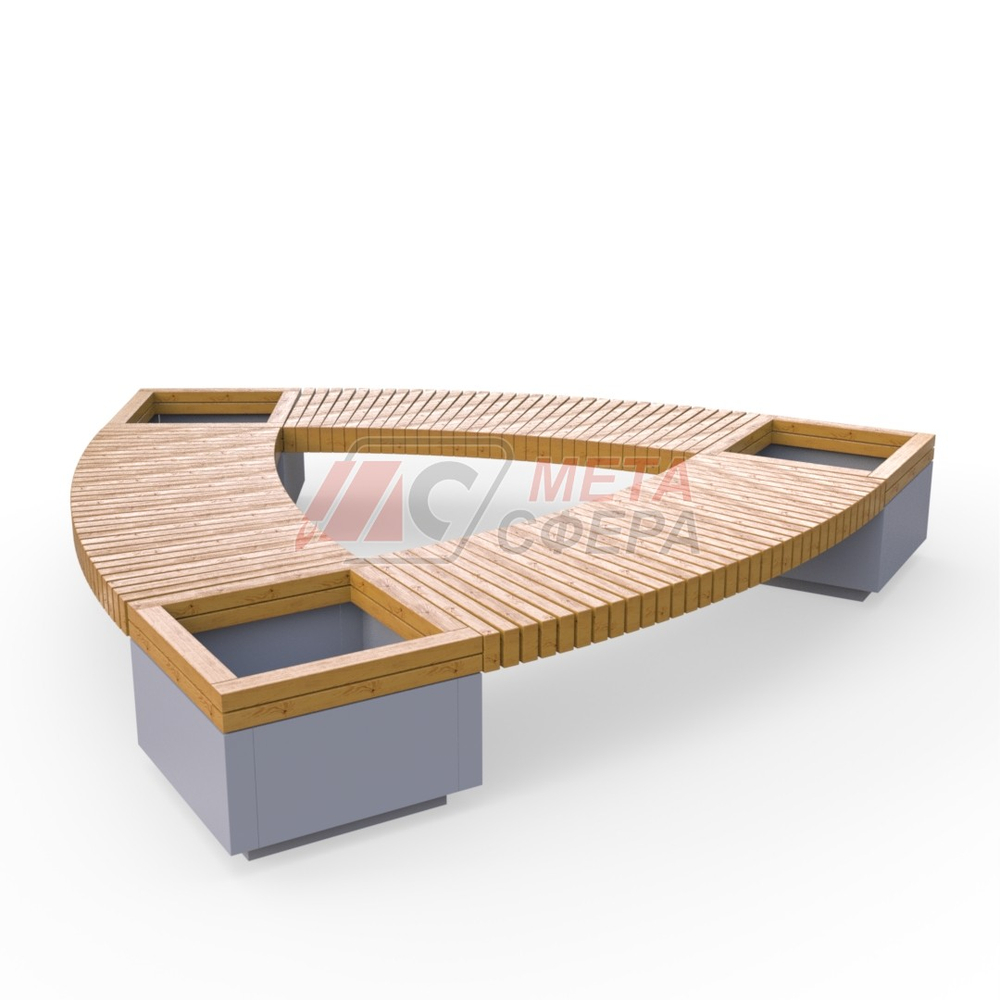 Лавка Rail Road 03 Треугольник с 3-мя вазонами