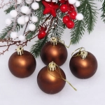 Новогодние шары 5 см (набор 4 шт) «Матовый», шоколад