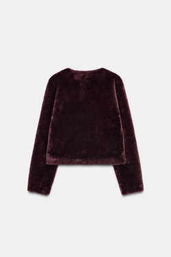 ZARA КУРТКА-ДУБЛЕНКА С НАВЕСНЫМИ ЗАСТЕЖКАМИ, ТЕМНО-ГРАНАТОВЫЙ