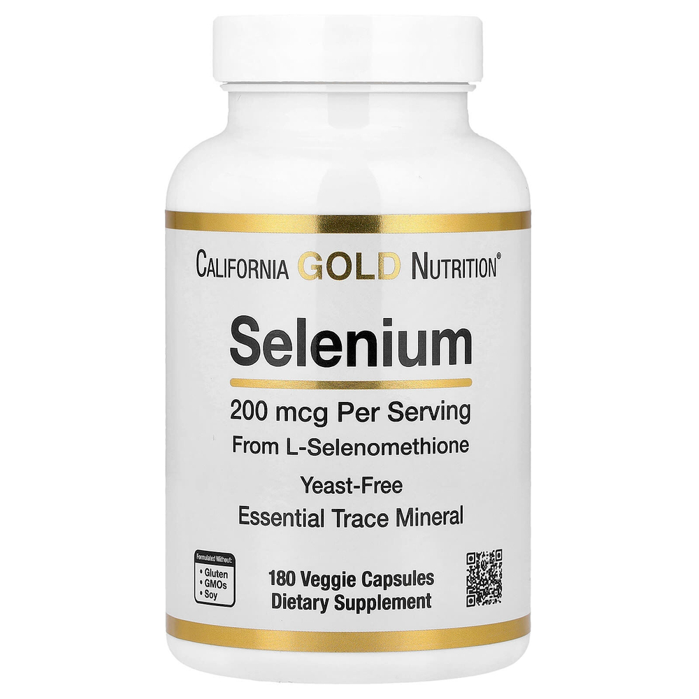 California Gold Nutrition, селен, бездрожжевой, 200 мкг, 180 вегетарианских капсул