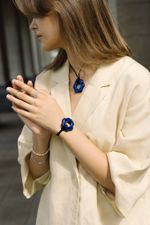 Подвес Цветок maxi на шнурке, синий, керамика