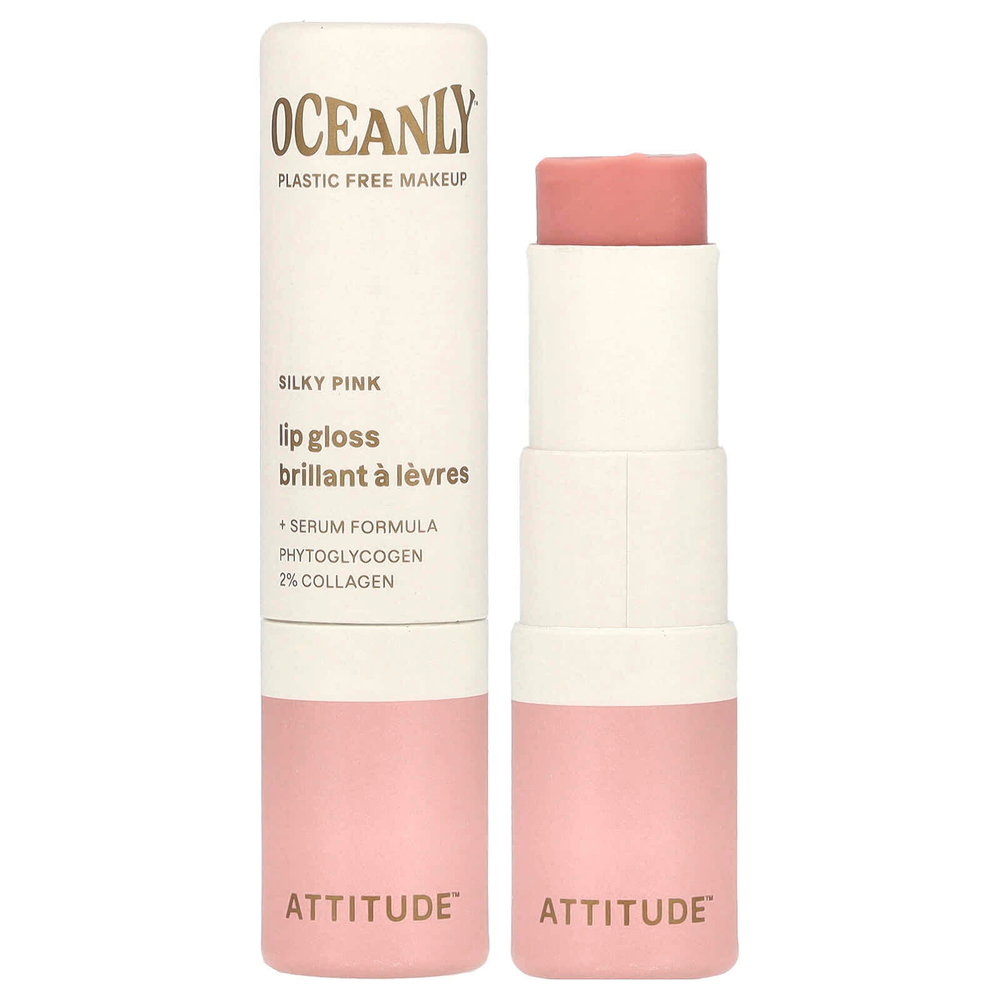 ATTITUDE, Oceanly ™, блеск для губ, шелковисто-розовый, 3,4 г (0,12 унции)