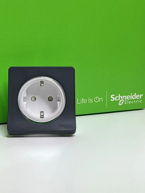 Schneider Electric Mureva Styl Антрацит Розетка с/з шторками и крышкой, IP55, Schneider Electric, MUR36134