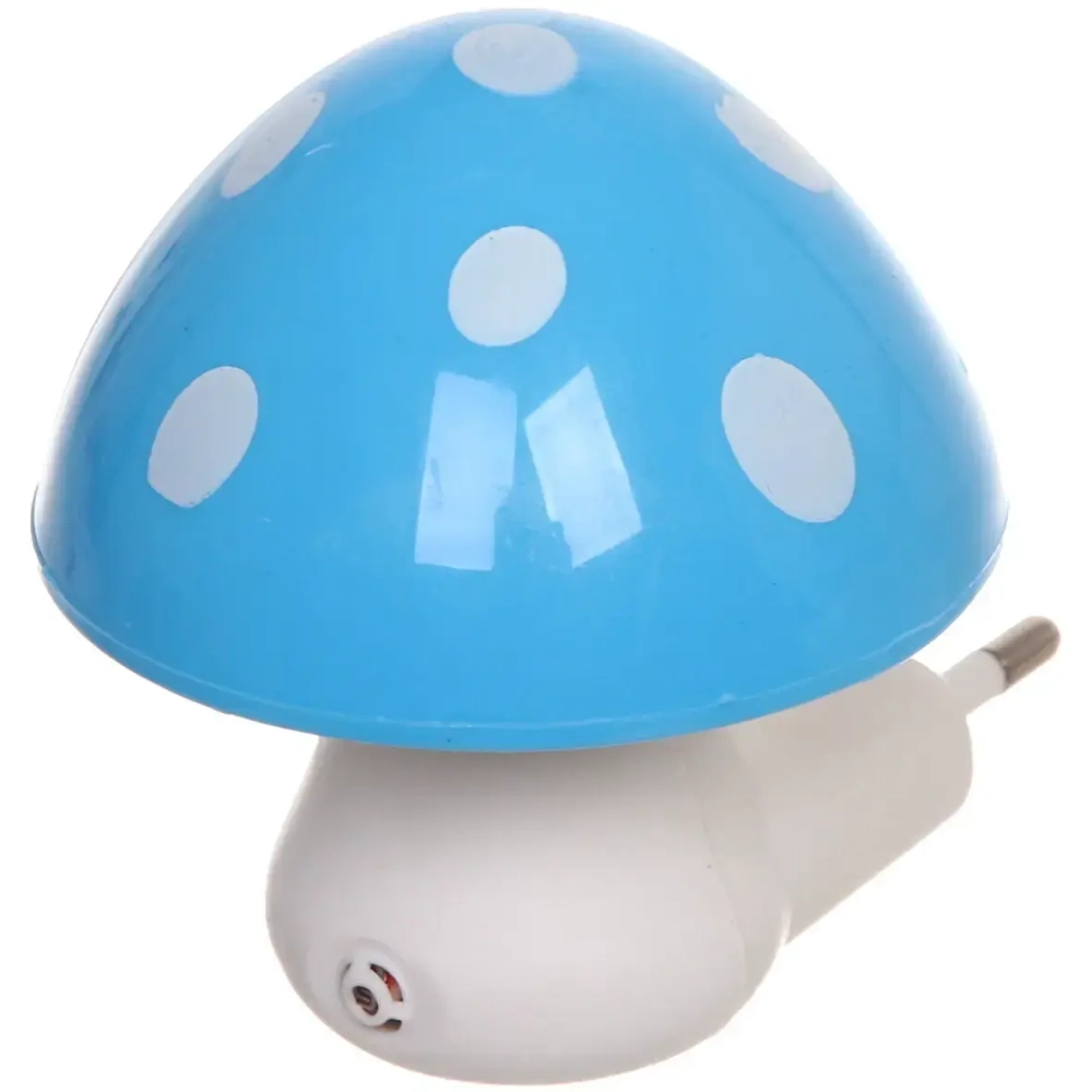 Ночник-светильник «Гриб» 7,5*7см с датчиком света 4LED 2W 220V, Голубой