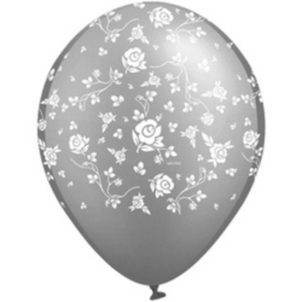 Шар (5"/13 см) Розочки, прозрачный 100 шт.