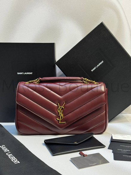 Женская сумка Yves Saint Laurent Small Loulou Matelasse бордового цвета средняя