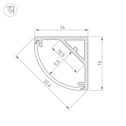 Профиль SL-KANT-H16-S10-2000 ANOD (Arlight, Алюминий) 053562