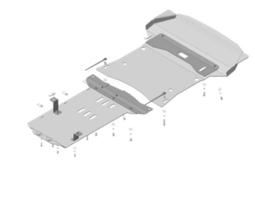 Защита картера Двигателя, КПП, Радиатора, Разд. коробки. 5 мм, Алюминий. для BMW X4 (f26) 2014-2018, BMW X3 (f25) 2010-2014, BMW X3 (f25) 2014-2018 MOTODOR.30203