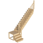 Лестница на второй этаж К-002м/1 Правая c подступенками под покраску