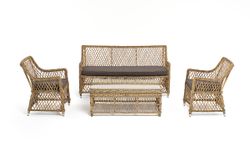 "Асти" лаунж-зона из искусственного ротанга на 4 персоны, цвет соломенный