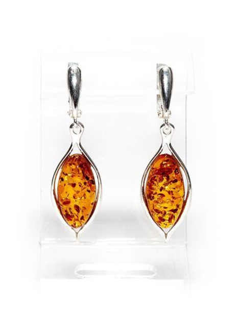 Серьги с натуральным янтарем