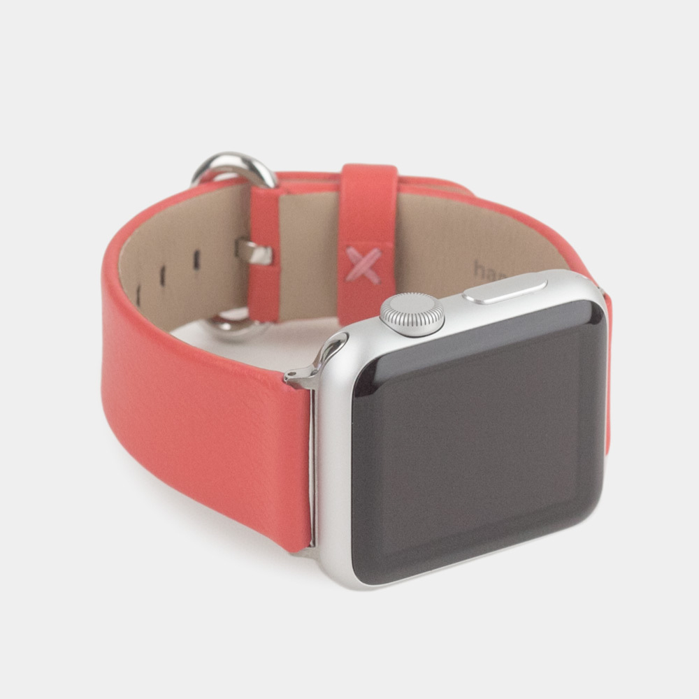Ремешок для Apple Watch 44/45/46 mm из кожи теленка, кораллового цвета