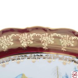 Блюдо овальное Queen's Crown Aristokrat Охота красная 36 см