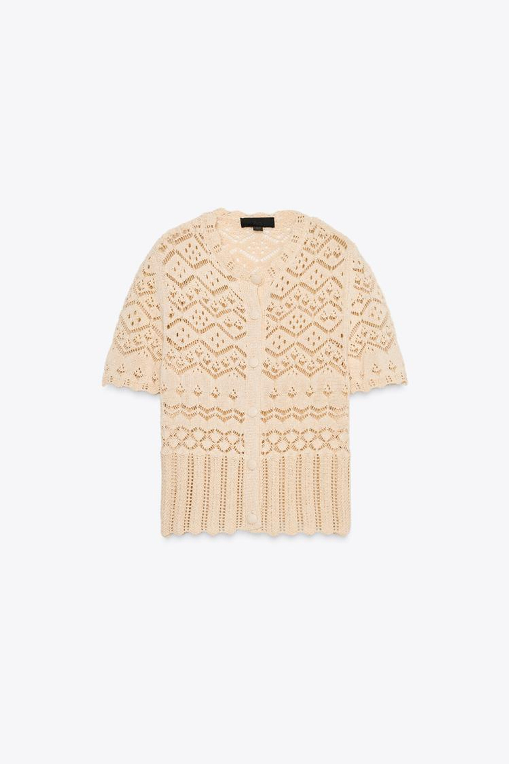 ZARA АЖУРНЫЙ ТРИКОТАЖНЫЙ КАРДИГАН, СЛОНОВАЯ КОСТЬ