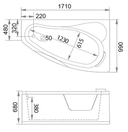 Акриловая ванна Gemy 171x99 G9046 II O R с гидромассажем