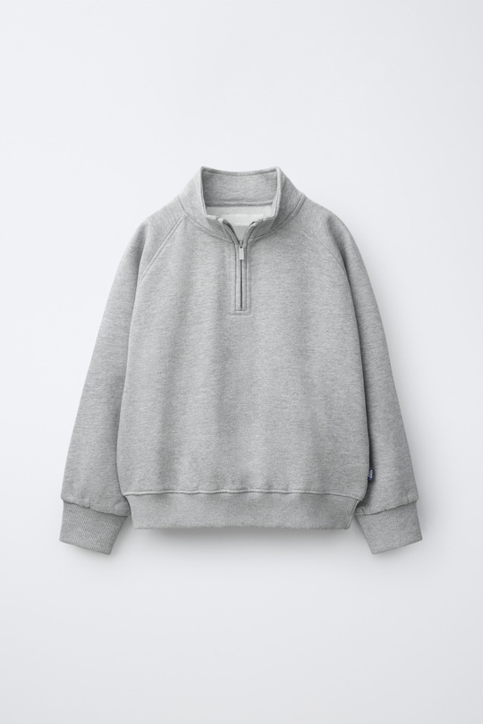 ZARA ОДНОТОННАЯ ТОЛСТОВКА С НАШИВКОЙ, СЕРЫЙ МЕЛАНЖ