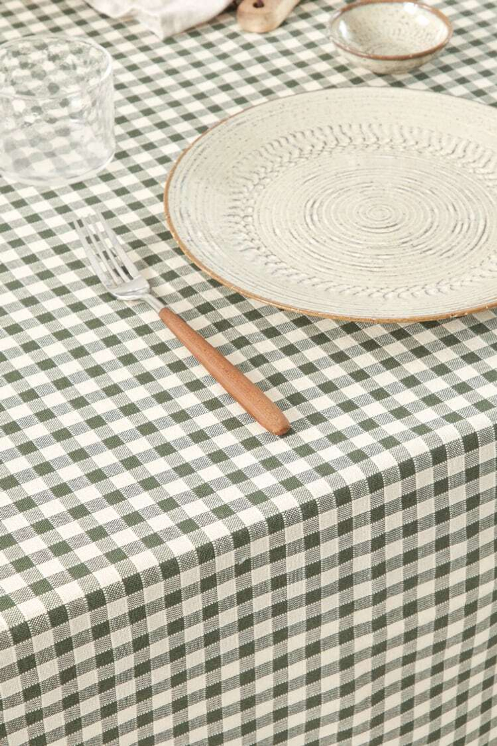 ZARA HOME КЛЕТЧАТАЯ ХЛОПЧАТОБУМАЖНАЯ СКАТЕРТЬ, ЗЕЛЕНЫЙ