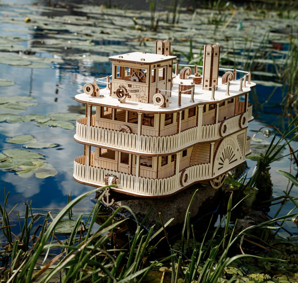 Колесный пароход «Принцесса рек» (EWA) - Деревянный конструктор, сборная механическая модель, судомоделизм, 3D пазл, сделай сам