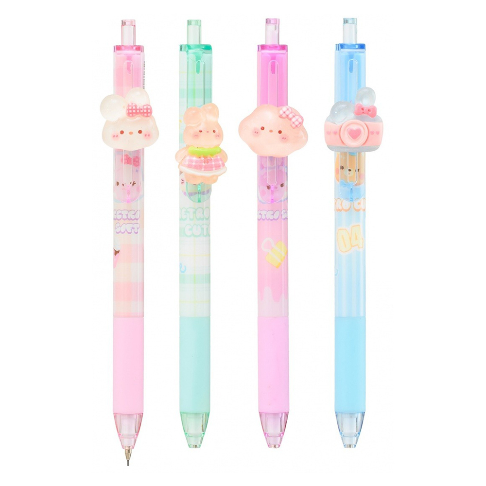 Карандаш автоматический, чернографитный, JIANDAN, с запасными грифелями, 4 цвета корпуса с зайчиками, 24 шт