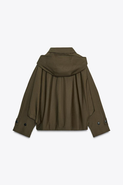 ZARA КОРОТКИЙ ТРЕНЧ WATER REPELLENT — ZW COLLECTION, СВЕТЛЫЙ ХАКИ