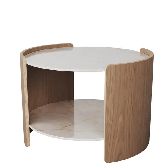 Столик Lagom Stone D 65 см высота 45 см (камень LC, натуральный дуб)