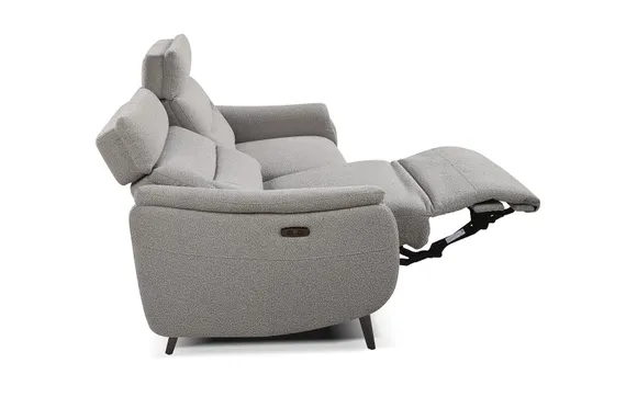 Диван c электро-реклайнером Level, 183 см, серое букле