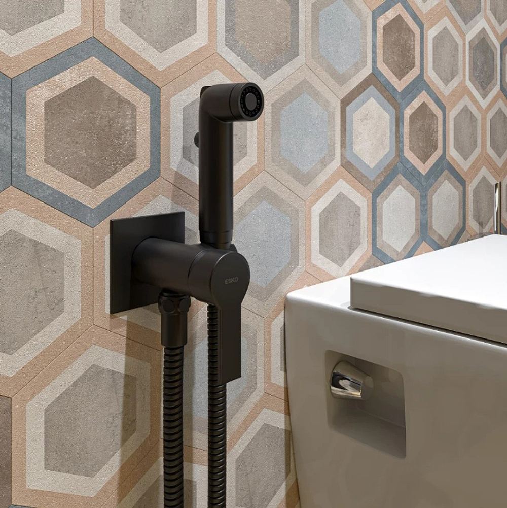 СМЕСИТЕЛЬ Д/ДУША ESKO СКР.МОНТАЖА SMH06 C ГИГ.ДУШЕМ BLACK