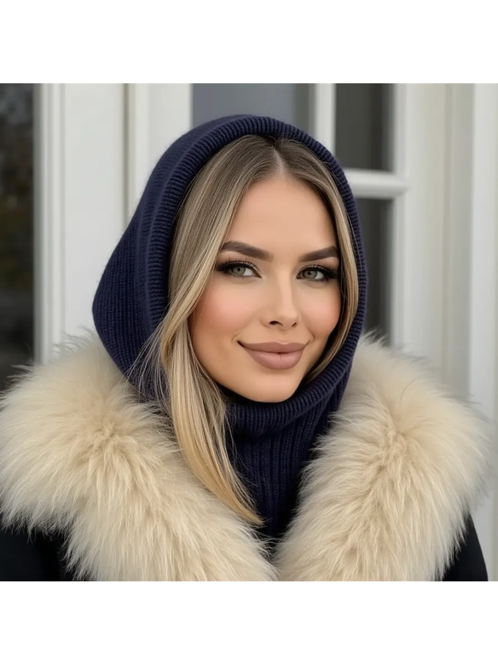 капор зимний и осенний капюшон- снуд вязаный ангора