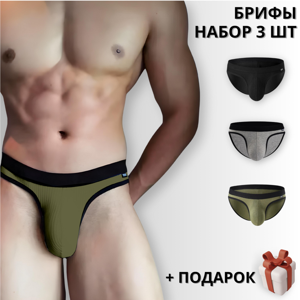 Набор мужских трусов брифов 3в1+ПОДАРОК ROMEO ROSSI RR2081-03