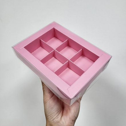 Коробка на 6 конфет ПРЕМИУМ Розовая матовая, 15,5*11,5*3 см (набор 5 шт)