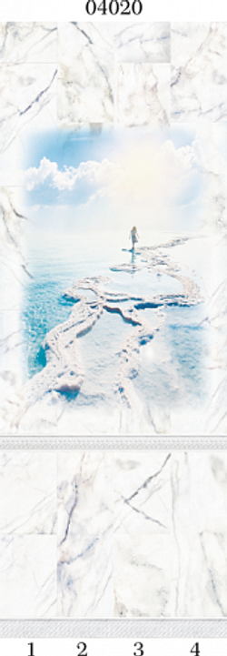 Панель ПВХ фотопечать 3D Panda Белый мрамор 2700х250 мм