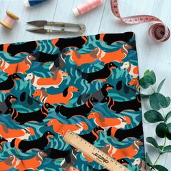 Ткань премиум атлас абстрактные таксы