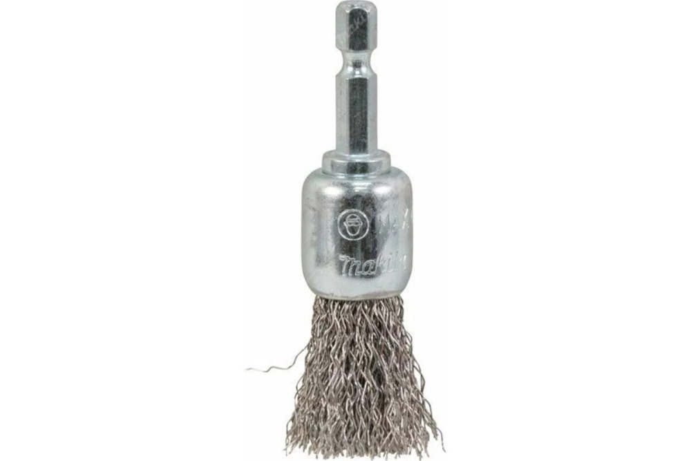 Щетка проволочная кистевая (d19 мм, толщ. проволоки 0.3 мм, гофрированная, нержавеющая сталь, 1/4") Makita D-76663
