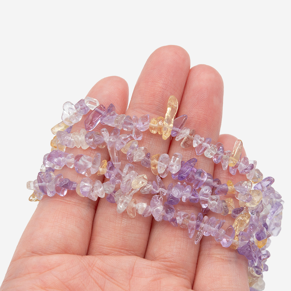 Микс аметиста, цитрина и аметрина натуральный, 4-9мм, фриформ