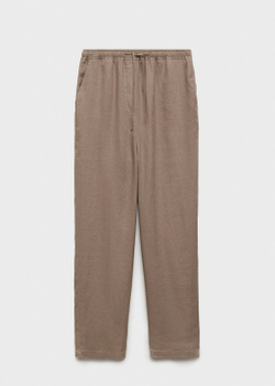 Прямые брюки с хлопком и льном