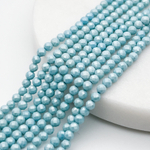 Фианит "матовый" (кубический цирконий), цвет голубой, размер около 3 мм, цена за нить 38 см