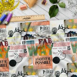 Ткань лён коллаж в стиле «лофт»