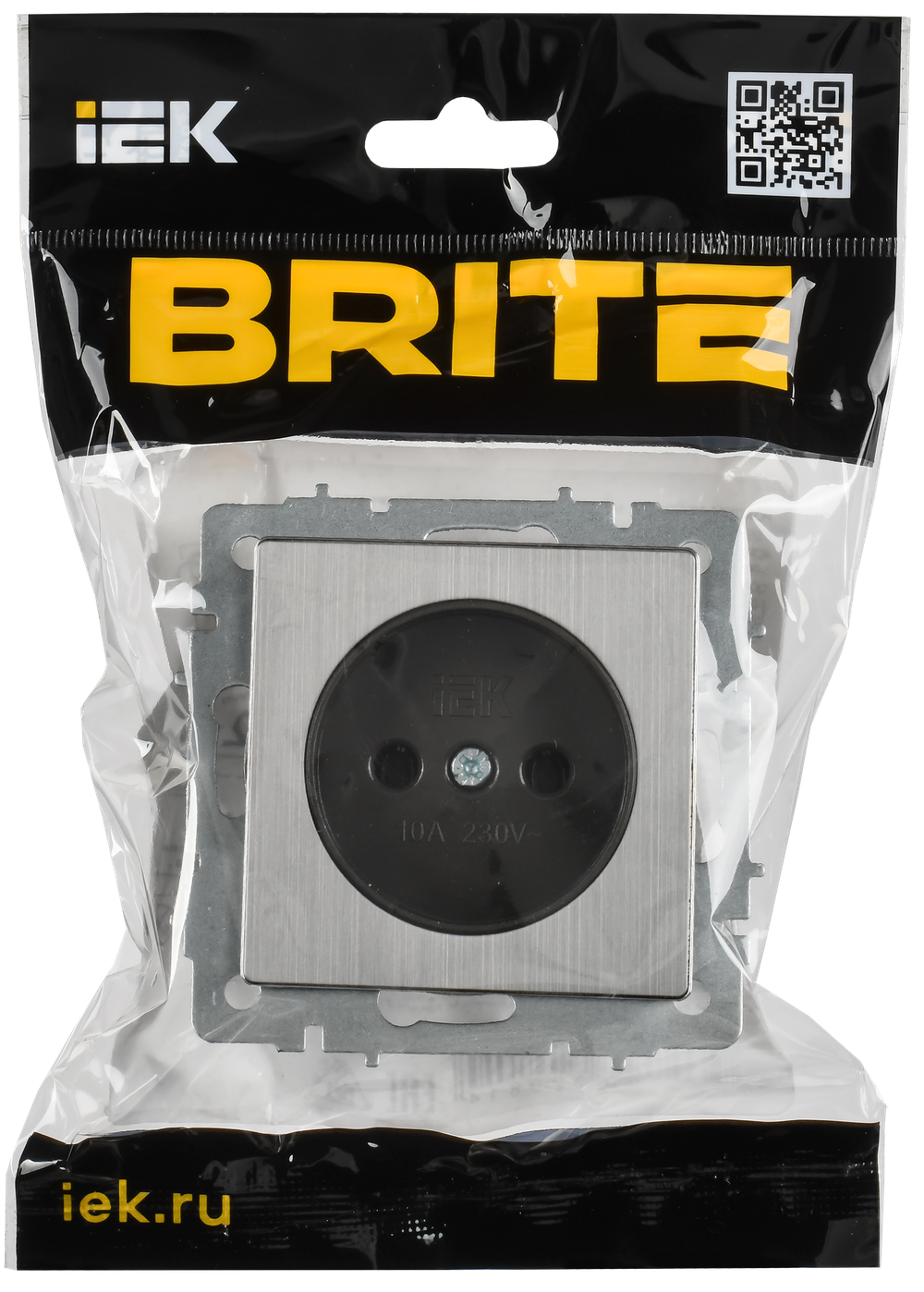 BRITE Розетка 1-местная без заземления без защитных шторок 10А РС10-1-0-БрГН металл хром/никель IEK