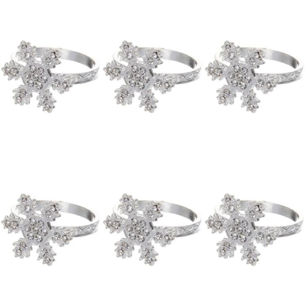 Набор колец для салфеток 6шт «Снежинка»4*4см, серебро