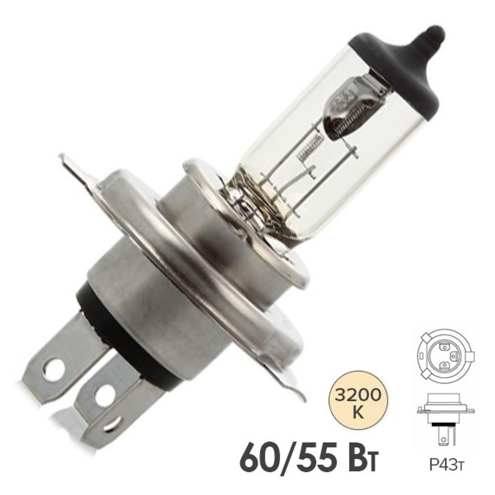 Автолампа H4 12V 60/55W P43t Narva 48881