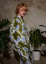 Рубашка на завязках из вискозы цветы зеленый