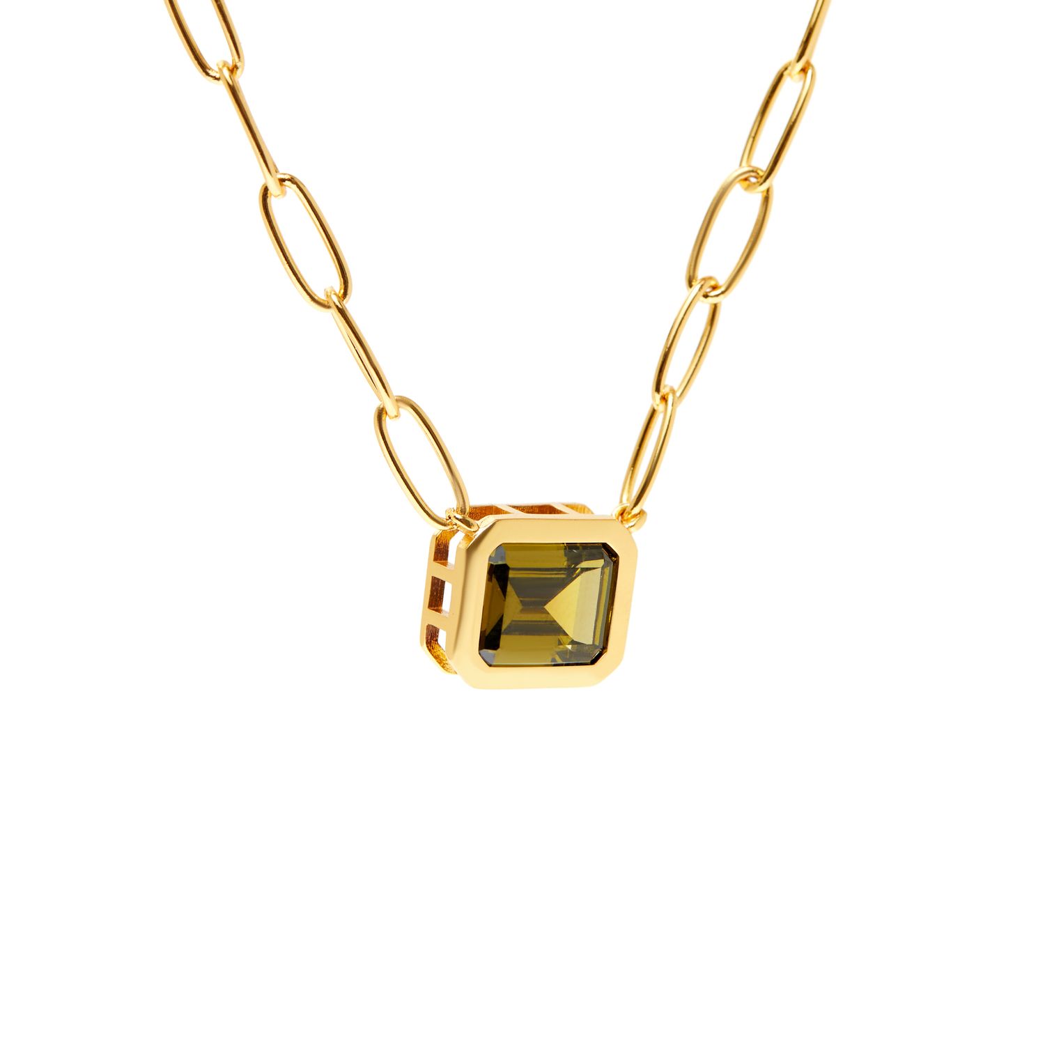 Колье Piped Edge Squere Crystal Necklace – Green