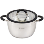 Кастрюля нерж, 4.9 л, с крыш, крышка стекло, кругл, Daniks, Орландо, GS-01435-22CA, индукц