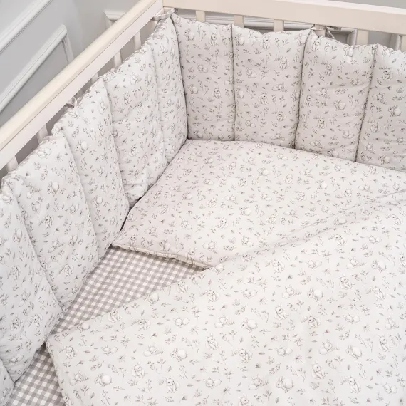 Комплект постельного белья Lollycottons Кролик Лаппин 6 предметов, Серый