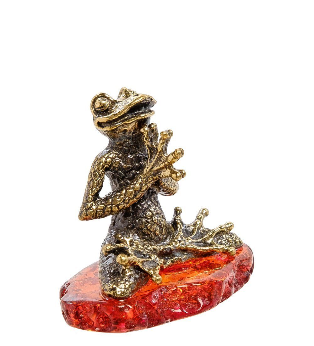 Народные промыслы AM-2144 Фигурка «Лягушка Йога Лотос» (латунь, янтарь)