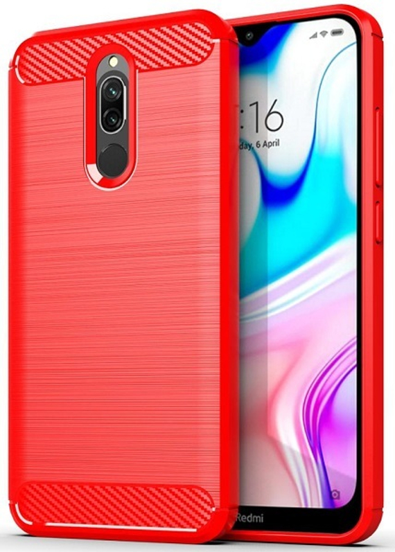 Чехол для Xiaomi Redmi 8 цвет Red (красный), серия Carbon от Caseport